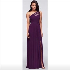 Long One Shoulder Lace Bridesmaid Dress F17063